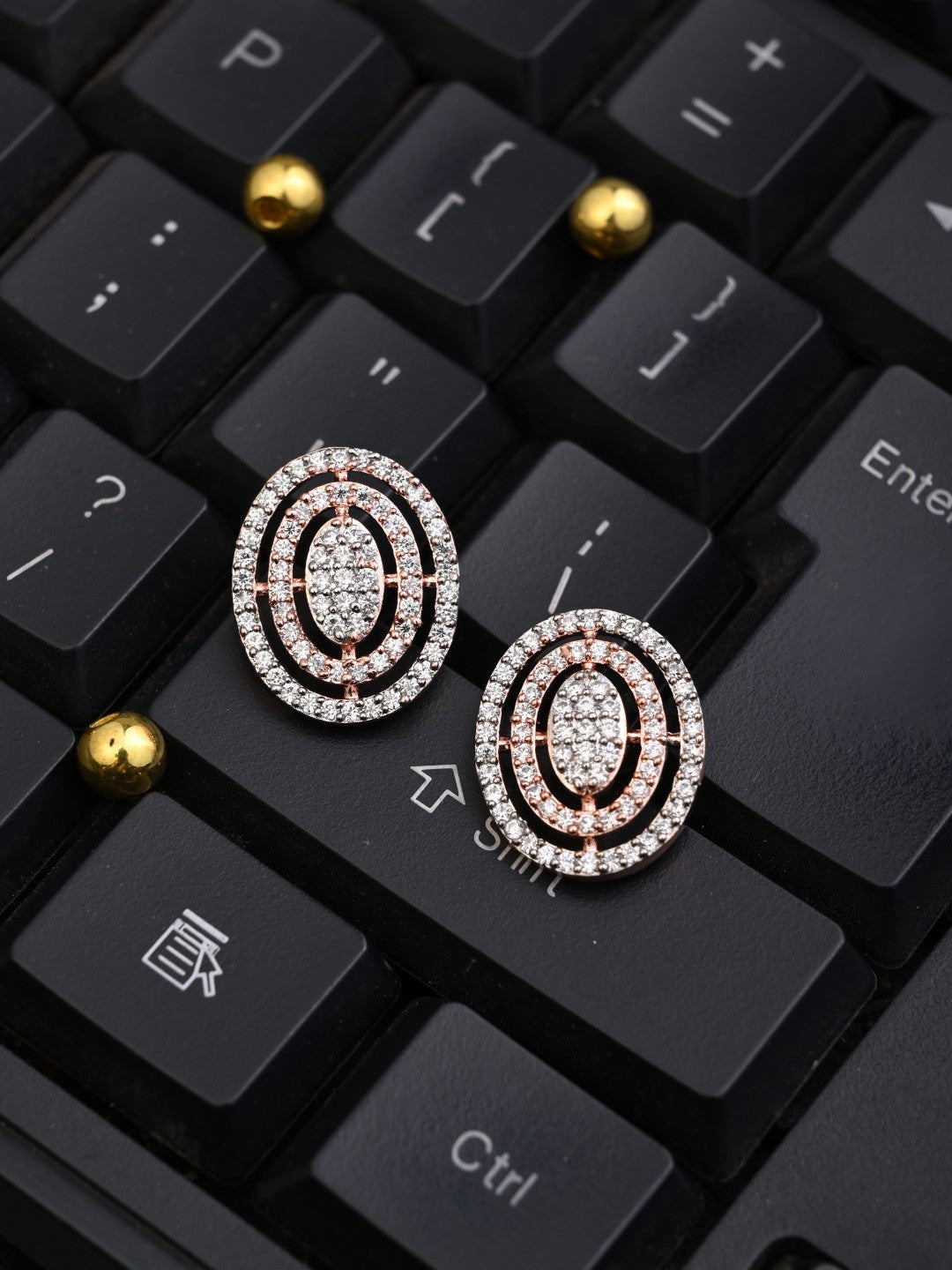 Rose Gold plated Oval Studs