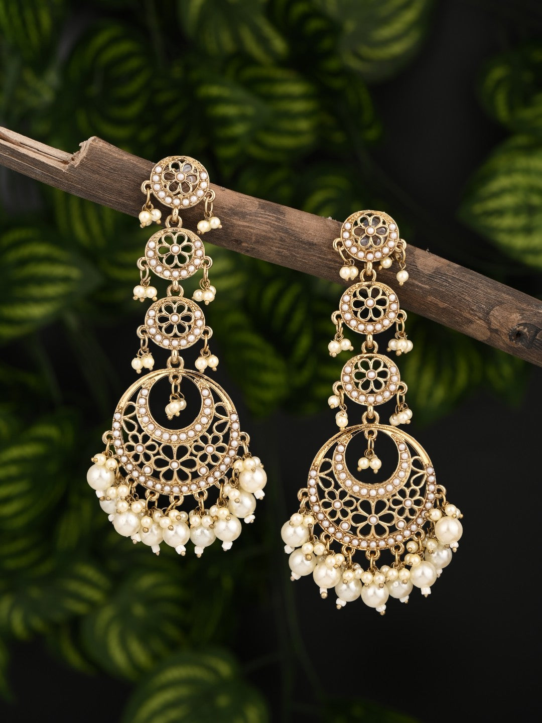 Circle Long drop Earring - Gold