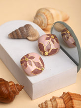 Enamelled Pink coloured Stud earring