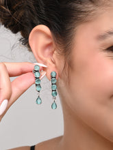 Elegant Long Stud Earrings with Teardrop Design Mint