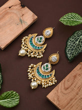 Gold-Plated Crescent Green Chandbalis