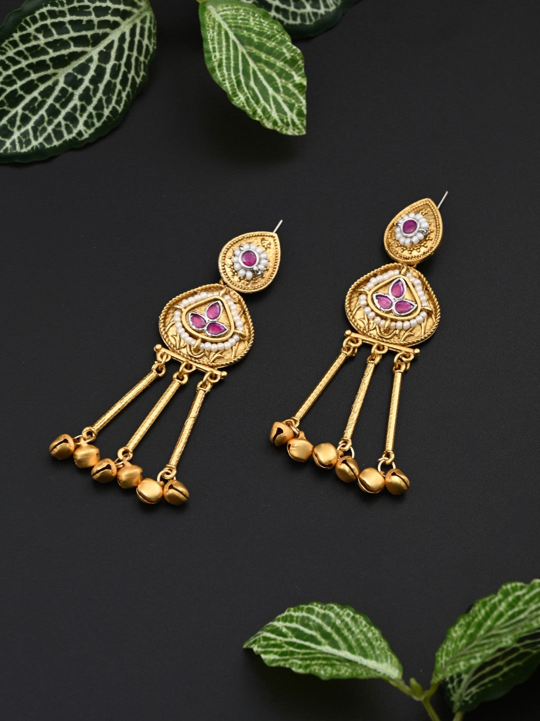 Antique Gold Temple Drop Earrings