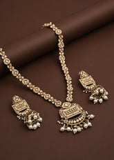 Gold plated long kundan necklace & Earring set