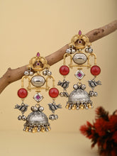 Dual tone Jhumka Earring - Red