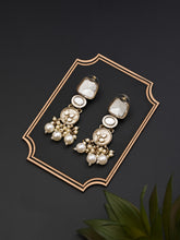 Meenakari & Kundan Drop Earring gold & white