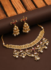 Kundan & Meenakari Necklace Set Red