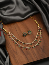 Gold Plated Delicate double layered Necklace Set -Multi