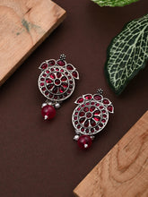 Stones Studded Circular Studs- Pink