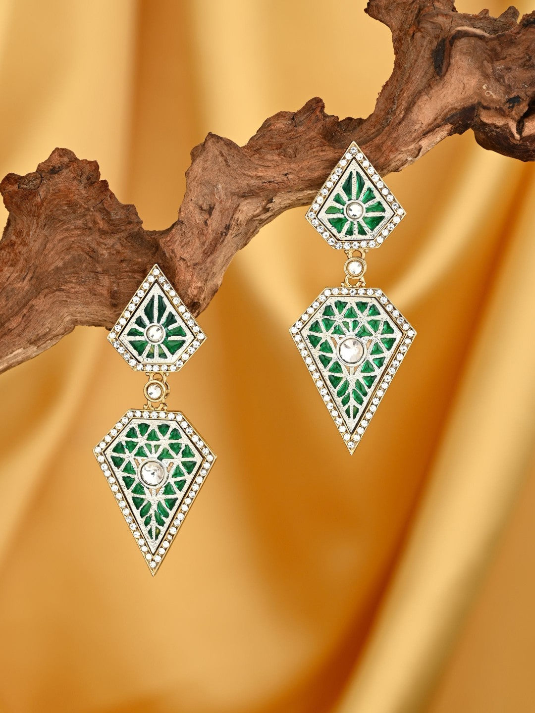 Zara Turquoise Geometric Crystal Drop Earrings