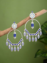 Silver plated White & Blue Meenakari Chandbali