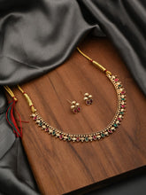 Gold Plated Multi coloured stone Necklace set