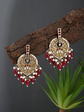 Pear-Shaped MOP Drop Earrings with Red Pearl Charm