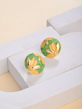 Enamelled Green coloured Stud Earring