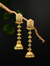Geometric long drop Jhumka Earring