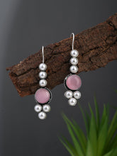 Pearl & Stone drop earring Pink