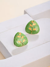 Enamelled Studs earring Green