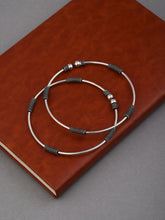 Silver Oxidised Textured Bead Brass Anklet