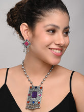 Silver Oxydised finish Pendant necklace set