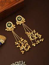 Gold plated Green Kashmiri long earring