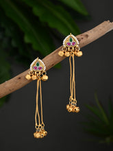 Gold-Plated Temple Bell Earrings- Multi