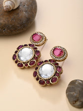 Statement earrings featuring a bold circular design with a vintage finish Wine