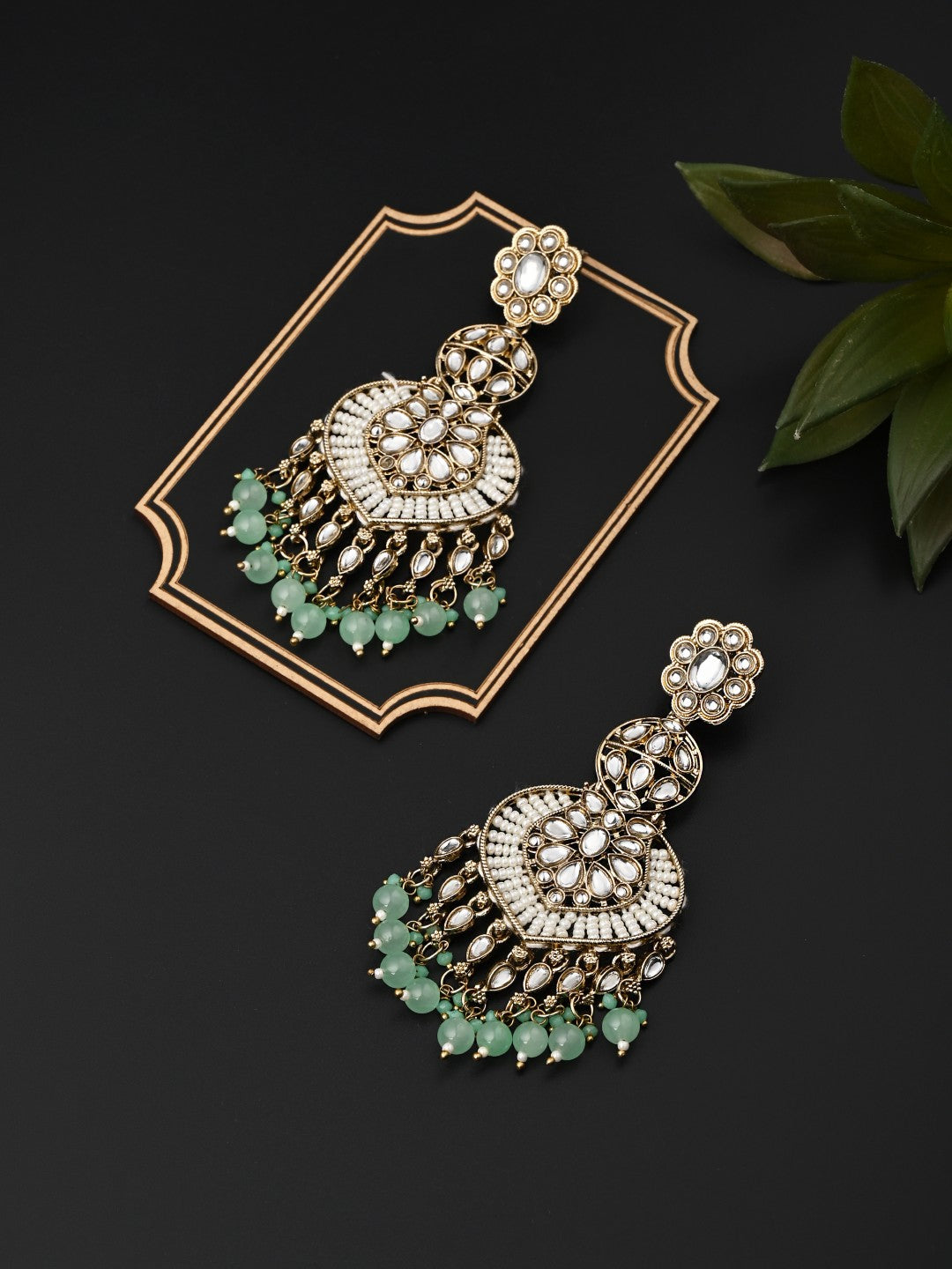 Gold plated & Meenakari Chandbali Mint