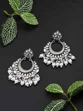 Silver plated Chandbali with pearl drops