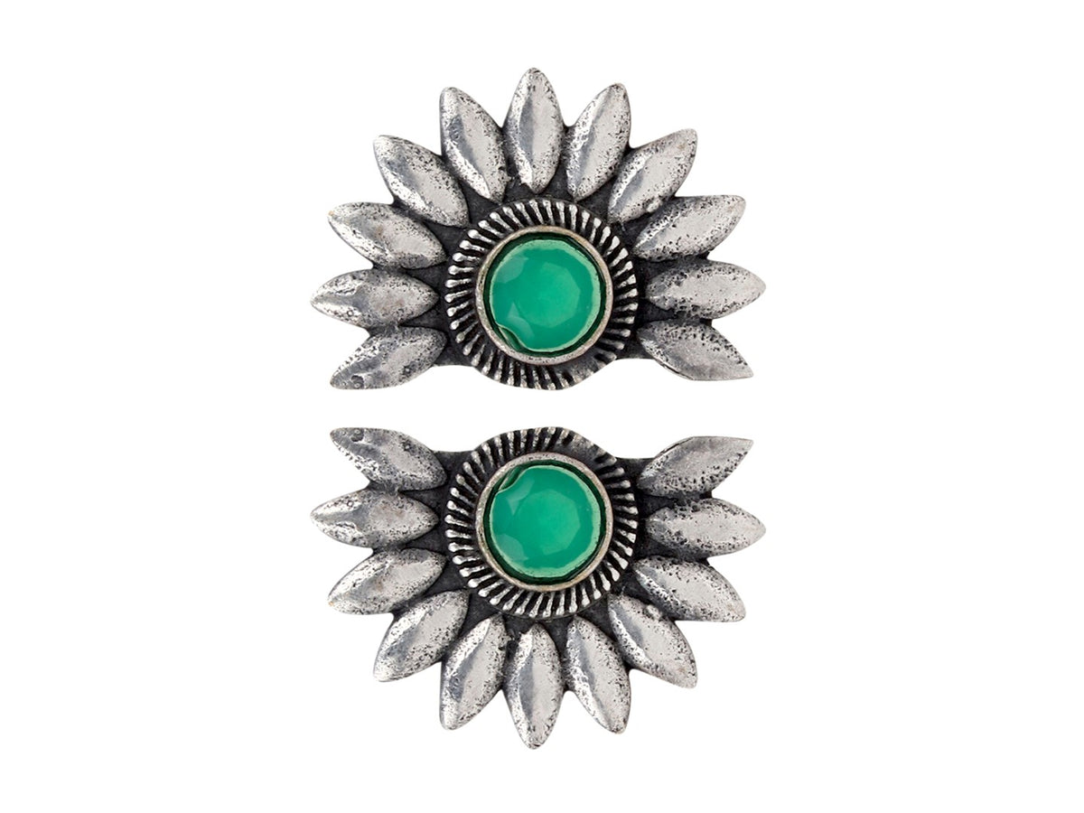 Silver Oxydised Flower Stud Earring