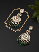 Gold plated & Meenakari Chandbali Green
