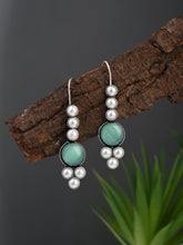 Pearl & Stone drop earring - Blue