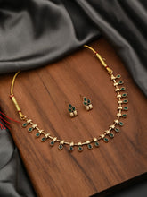 Gold Plated Delicate Necklace Set Green