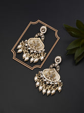 Mother of pearl Chandbali with White Meenakari & White pearl drops