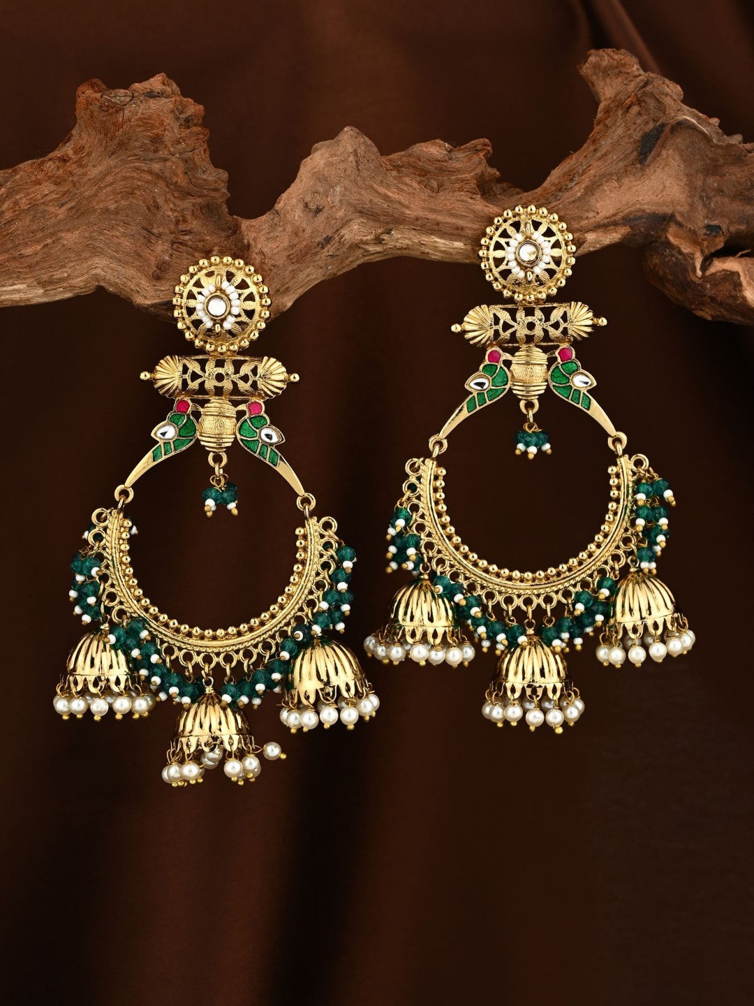 Mrinmayi Peacock Inspired Chandbali Earrings