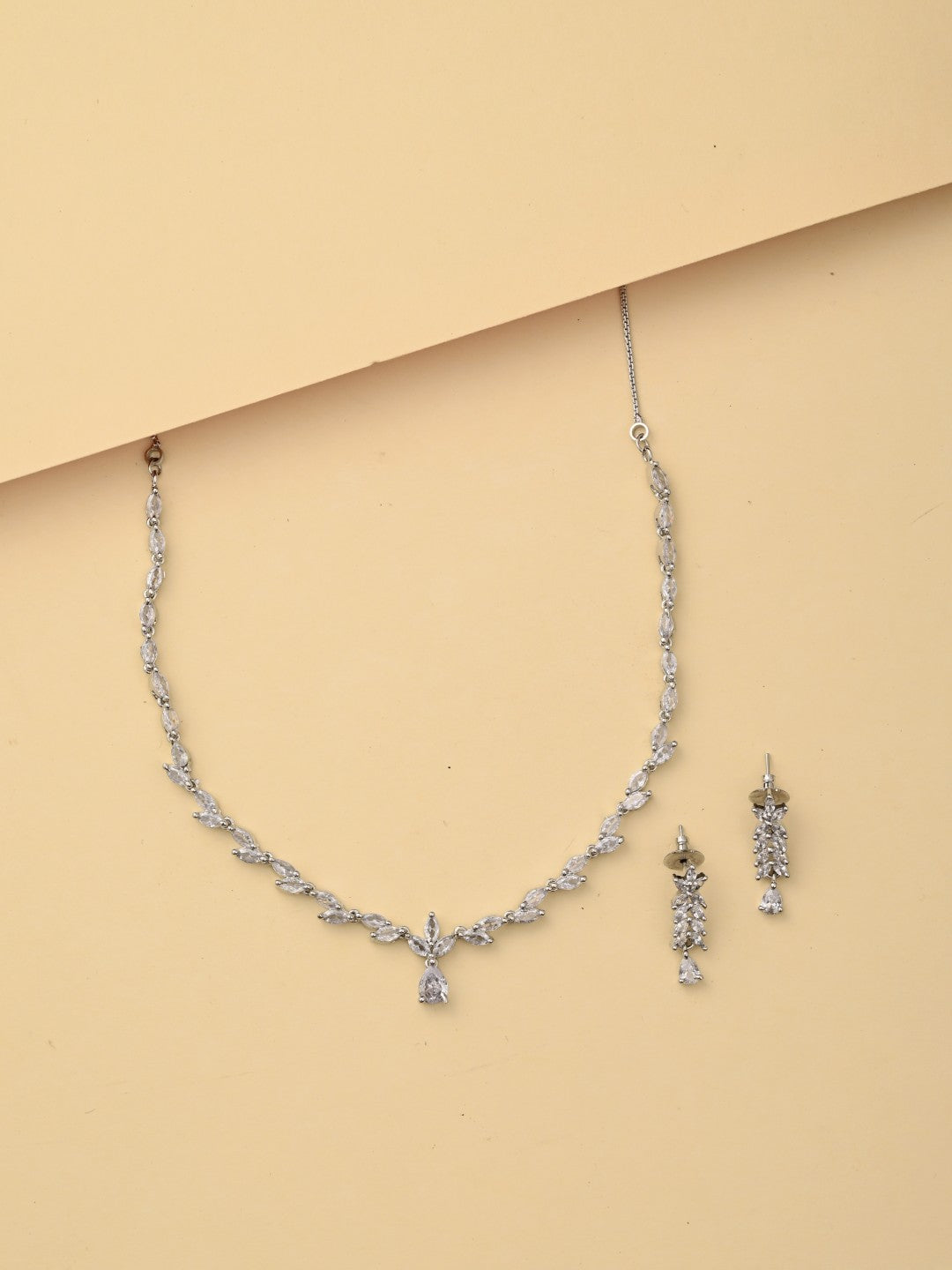 Silver-Tone Teardrop Necklace Set