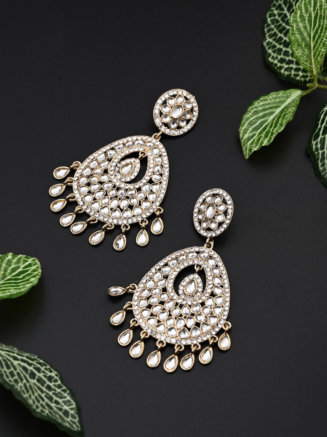 Gold plated kundan chandbali Earring