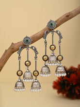 Dual tone Jhumka Earring -Silver & gold