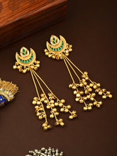 Emerald Crescent Moon Jhumka Earrings