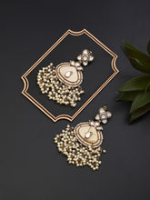 Contemporary kundan, MOP & Meenakari chandbali Earring