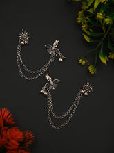 Oxidised Silver Bird Ear Cuff with Chains