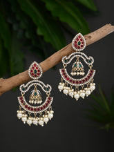 Gold plated Stone & beads chandbali Earring - Multi