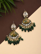 Gold plated two tone Drop Earring - Green