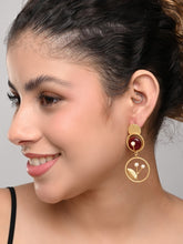 Contemporary Geometric drop earring Red
