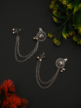 Oxidised SilverCircular Ear cuff with Chains