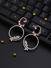 Rhodium-Plated Circular drop earring