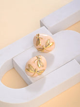 Enamelled Oval dragon fly Stud earring Pink