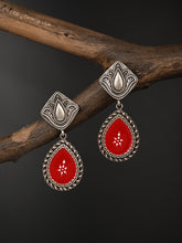 Hand-Painted Drop Earrings Red
