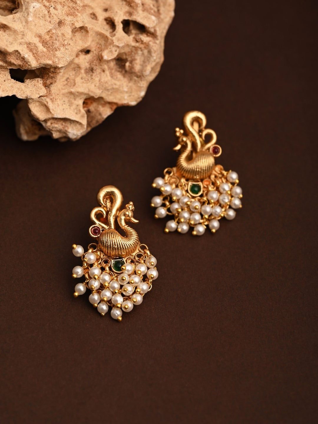 Gold plated peacock Studs