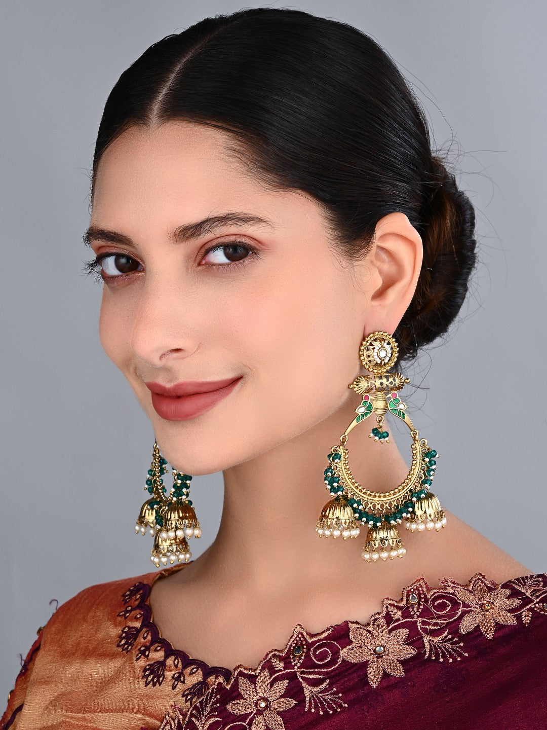 Mrinmayi Peacock Inspired Chandbali Earrings