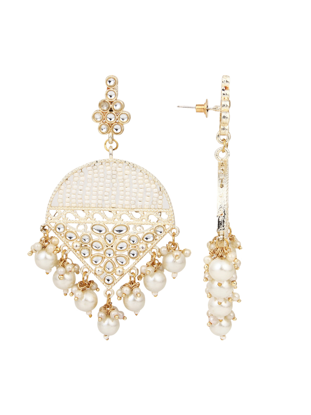Gold plated Chandbali with pearls