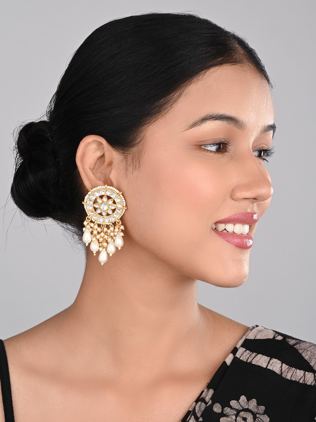 Kundan Studs with pearl drops